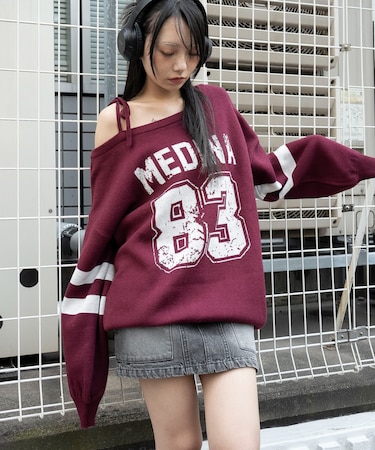 2WAYグラフィックワンショルBIGニット