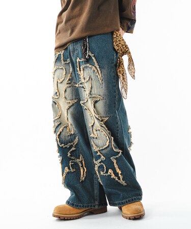 フリンジデニムパンツ