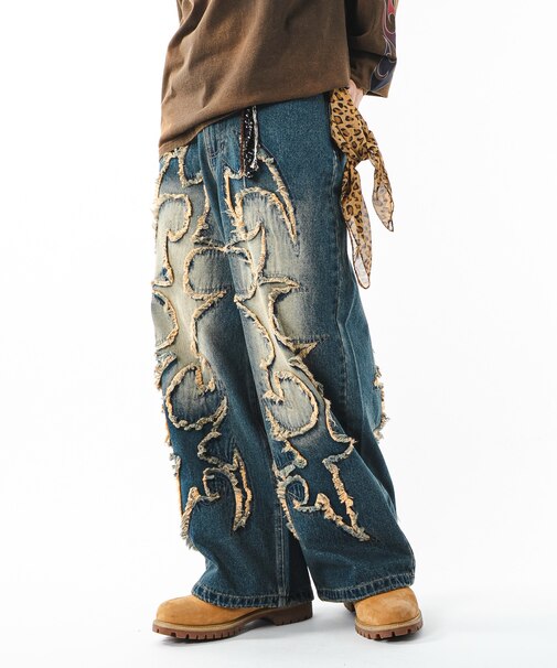 フリンジデニムパンツ