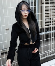 ベロアショートZIPパーカー