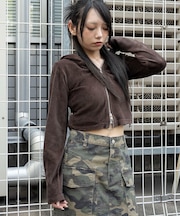 ベロアショートZIPパーカー