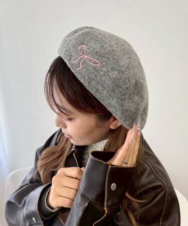リボン刺繍ベレー