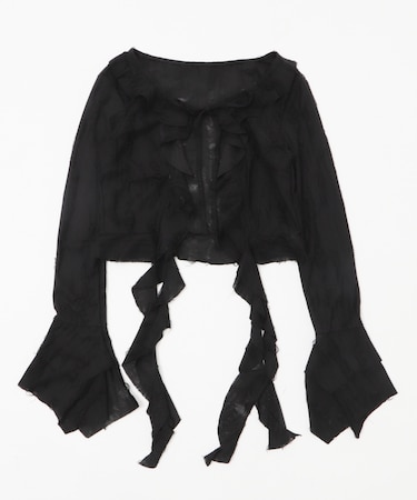 ダメージフリルヘムLSカーデ