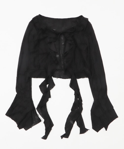 ダメージフリルヘムLSカーデ