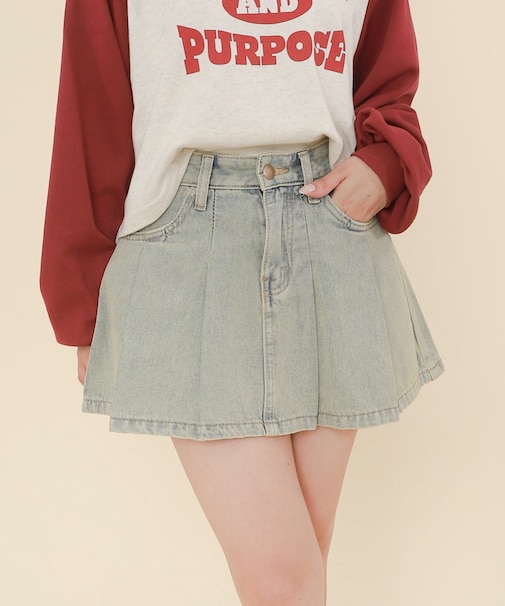 タックデニムミニスカパン