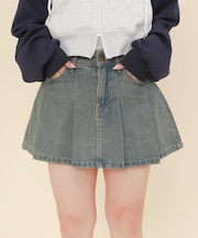 タックデニムミニスカパン