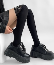 リボンレース切替ニーハイソックス