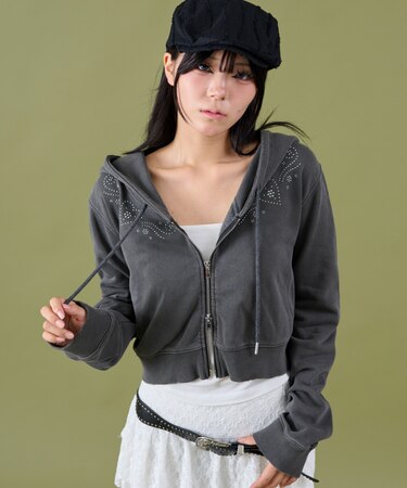 スタッズデザインWジップPK