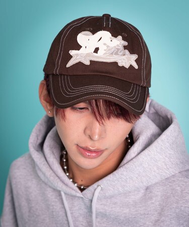 ダメージアップリケロゴキャップ