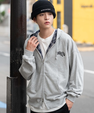 チェックZIPパーカー