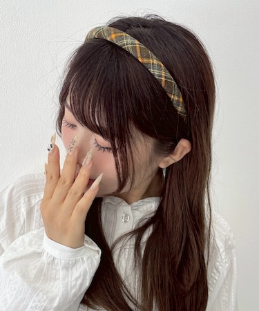 Lチェックナローカチューシャ