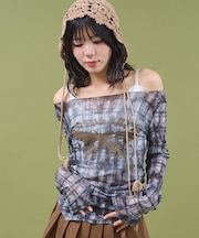 チェックシアーバタフライトップ