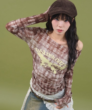 チェックシアーバタフライトップ