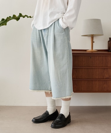 クロップドワイドデニムパンツ