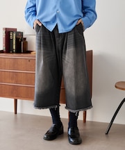 クロップドワイドデニムパンツ