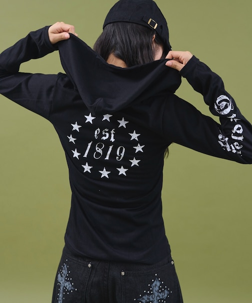 キーネックロゴデザインフーディー