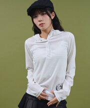 キーネックロゴデザインフーディー