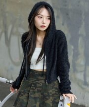 シャギーニットジップパーカー