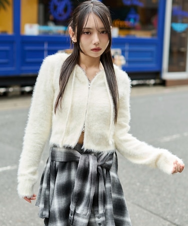 シャギーニットジップパーカー