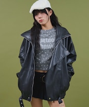オーバーサイズPUジャケット