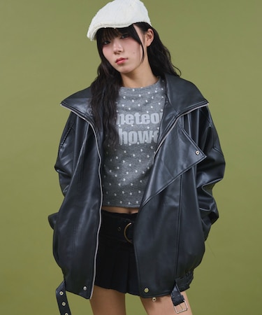 オーバーサイズPUジャケット