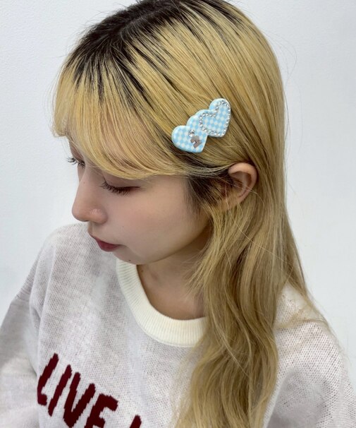 Lハートストーンパターンクリップ