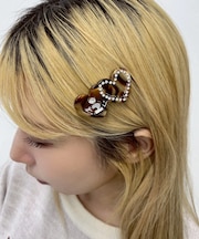 Lハートストーンパターンクリップ