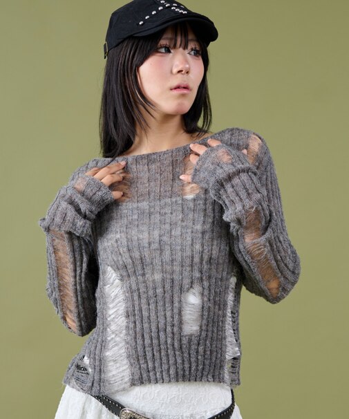 ダメージショートニット