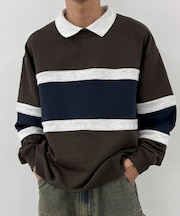 カラーパネルスウェットポロ