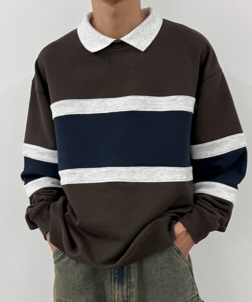 カラーパネルスウェットポロ