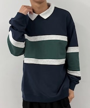 カラーパネルスウェットポロ