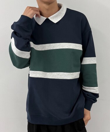 カラーパネルスウェットポロ