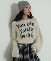 ロゴシャギーショートニット