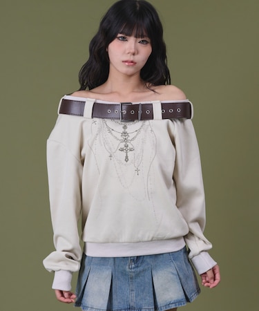 ベルトトップオフショルダー