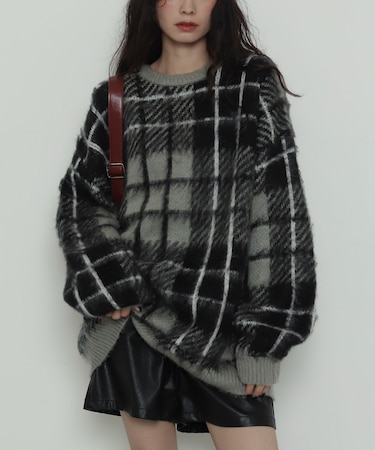 シャギーパターンニットBIGプルオーバー