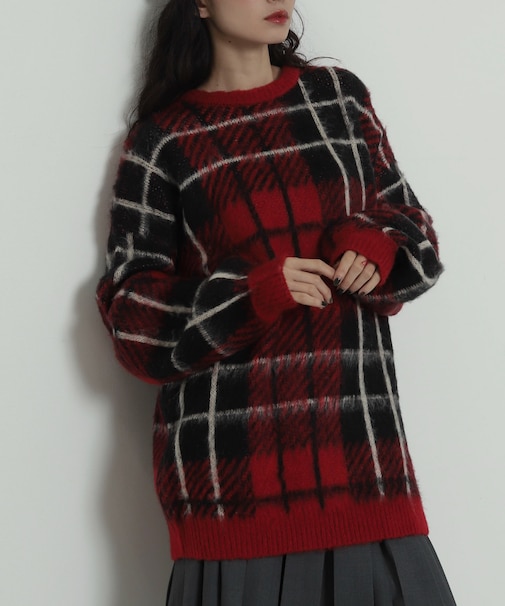 シャギーパターンニットBIGプルオーバー