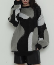 シャギーパターンニットBIGプルオーバー