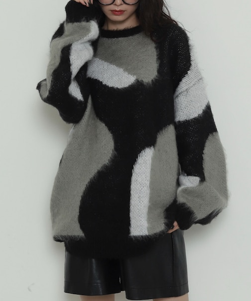 シャギーパターンニットBIGプルオーバー