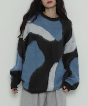 シャギーパターンニットBIGプルオーバー