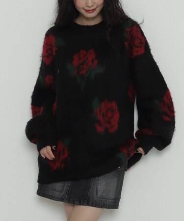 シャギーパターンニットBIGプルオーバー