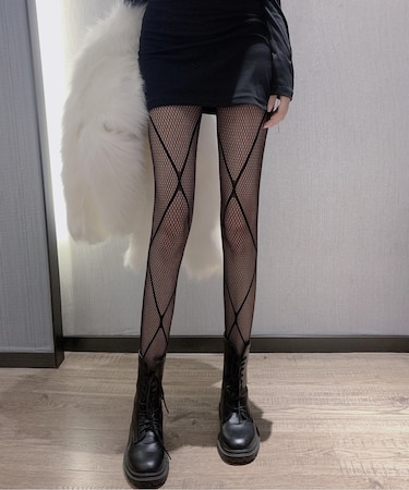 クロスラインデザインアミタイツ