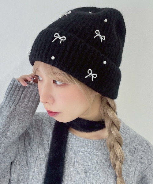 パールリボンニットキャップ｜ウィゴーの通販｜&mall（アンドモール