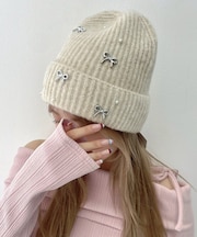 パールリボンニットキャップ