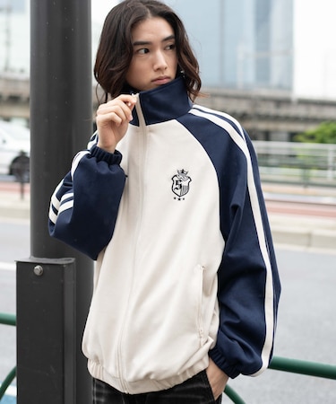 フェイクスウェードトラックジャケット