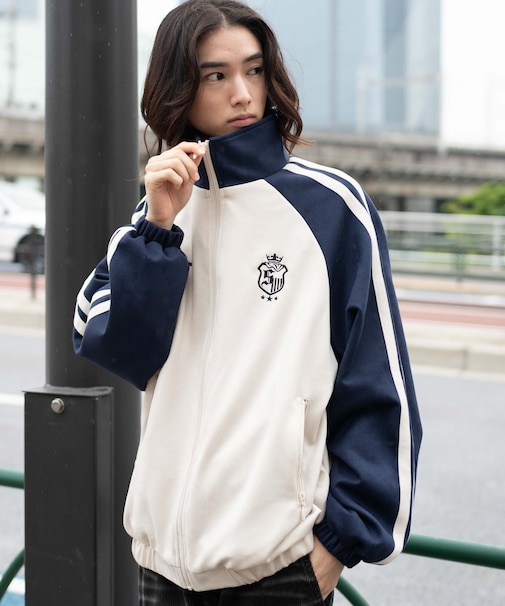 フェイクスウェードトラックジャケット