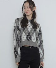 アーガイルニットプルオーバー