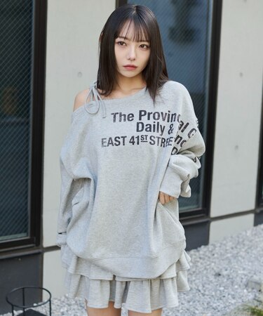 裏起毛2WAYグラフィックワンショルBIGスウェット