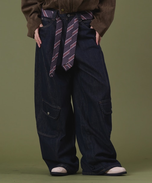 タイ付きフラップポケットデニム