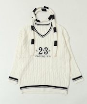 マフラー付きチルデンニット