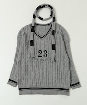 マフラー付きチルデンニット